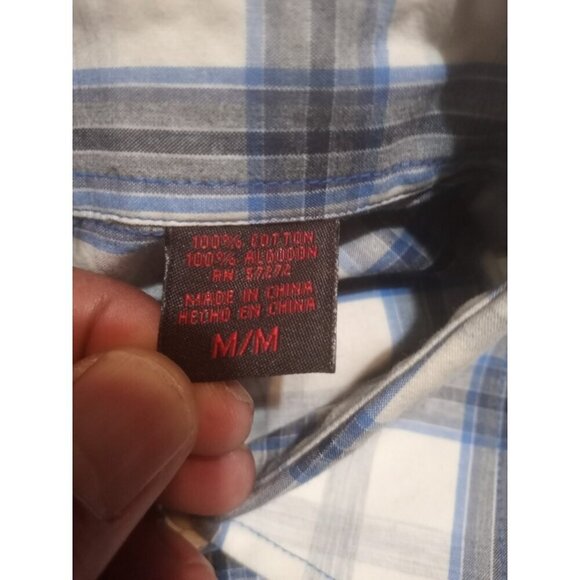 New Perry Ellis America men's long sleeve button White Blue Shirt Medium M NWT - Picture 10 of 12